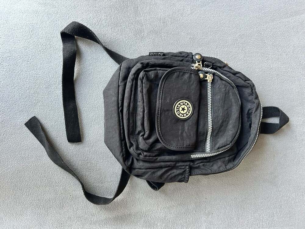 Aotian Black Nylon Mini Backpack Purse Shoulder Bag X74